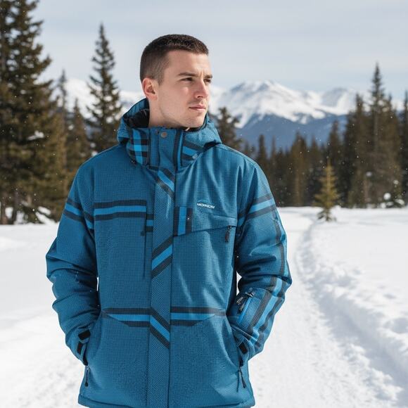 Morrow Blue Waterproof Snowboard Ski Jacket Men's L Insulated, Vented, Hooded - Picture 2 of 13